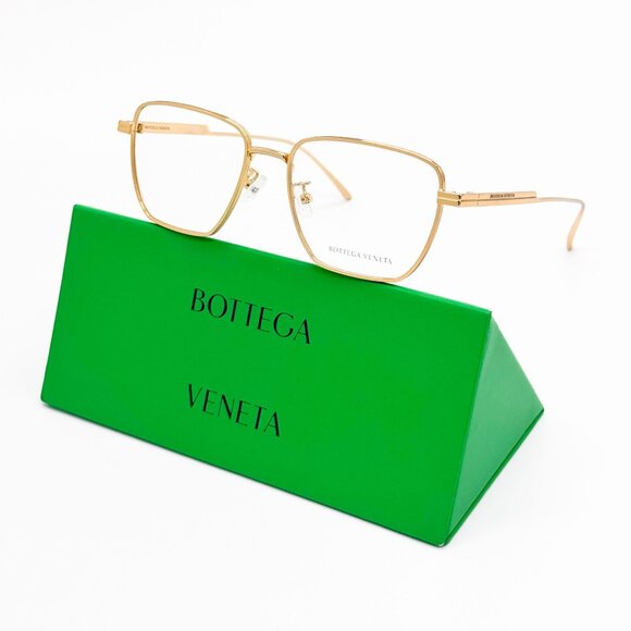 NEW BOTTEGA VENETA EYEGLASSES BV1015O 002 GOLD UNISEX EYEWEAR BOTTEGA VENETA - Picture 1 of 9